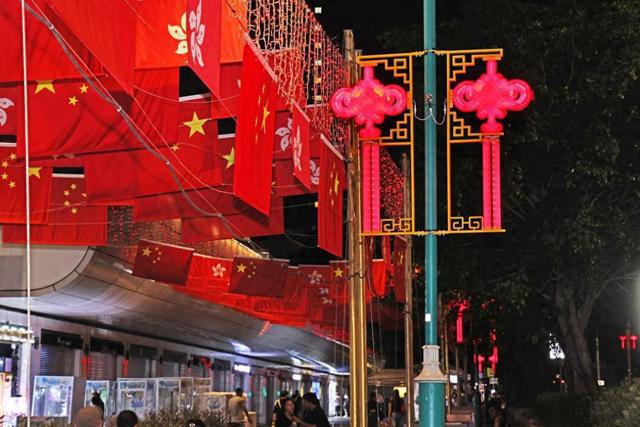 贺国庆 添光彩 中国结霓虹耀香江(图1)