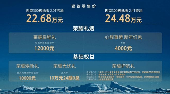 售2268万-2448万 坦克300极地版上市候补渠道同步开启(图2)