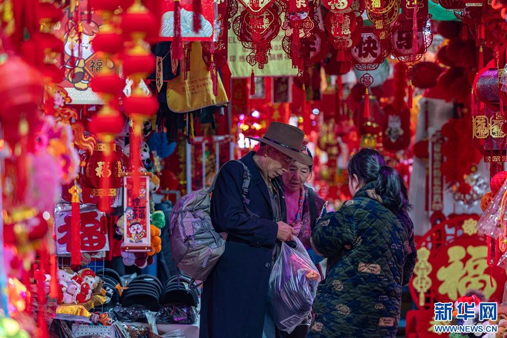 成都荷花池市场“红装”迎新春(图7)