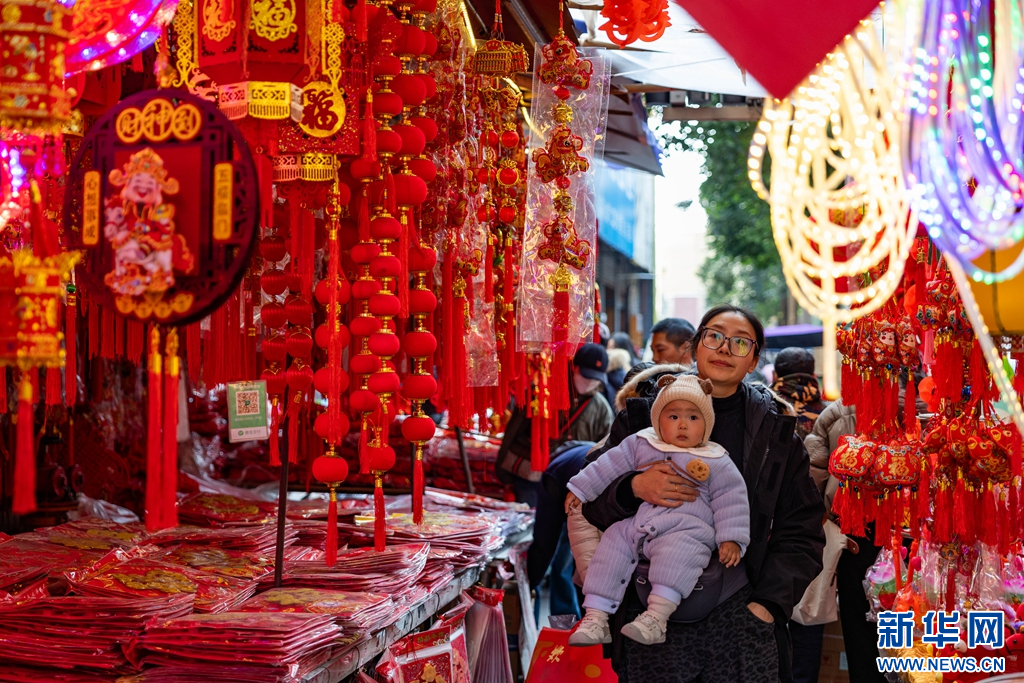 成都荷花池市场“红装”迎新春(图4)