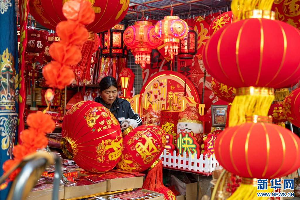 成都荷花池市场“红装”迎新春(图5)